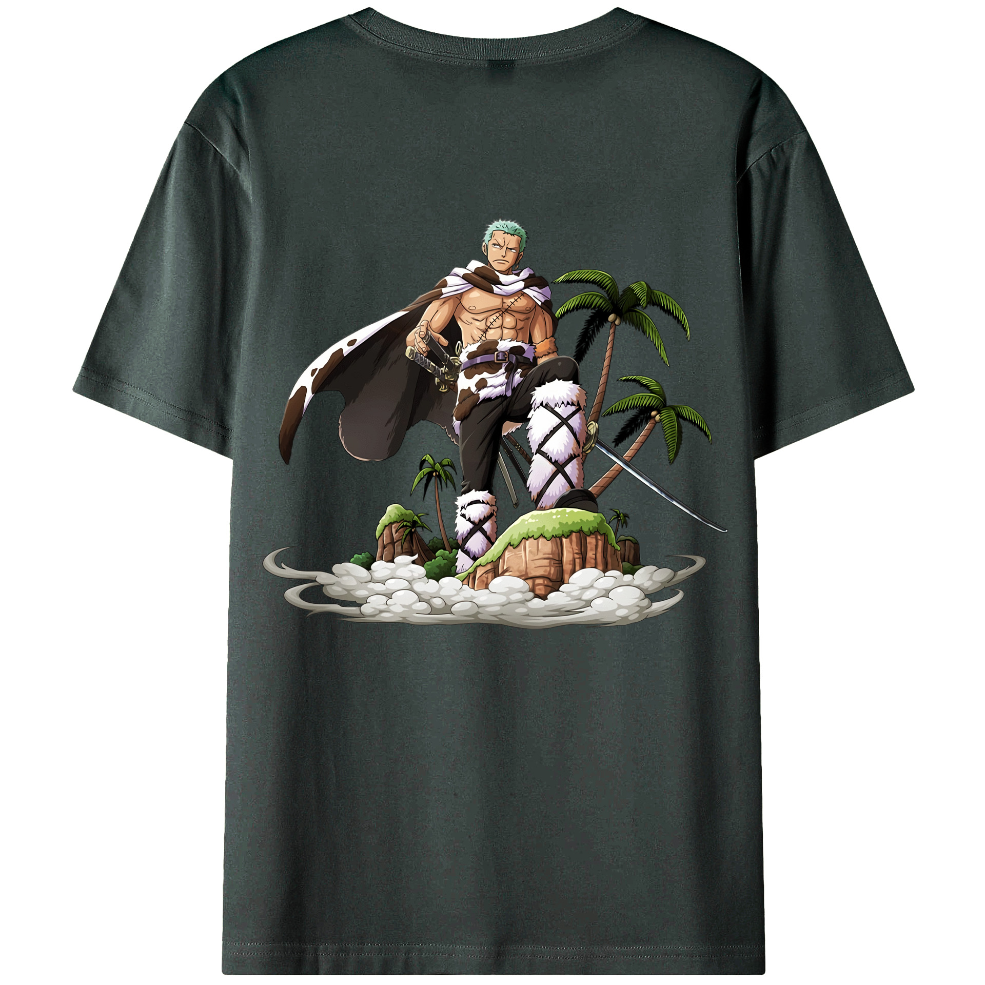 ワンピース ロロノア・ゾロ ONE PIECE Roronoa Zoro 綿100％ メンズ半袖Tシャツ（バックプリント） 通気性